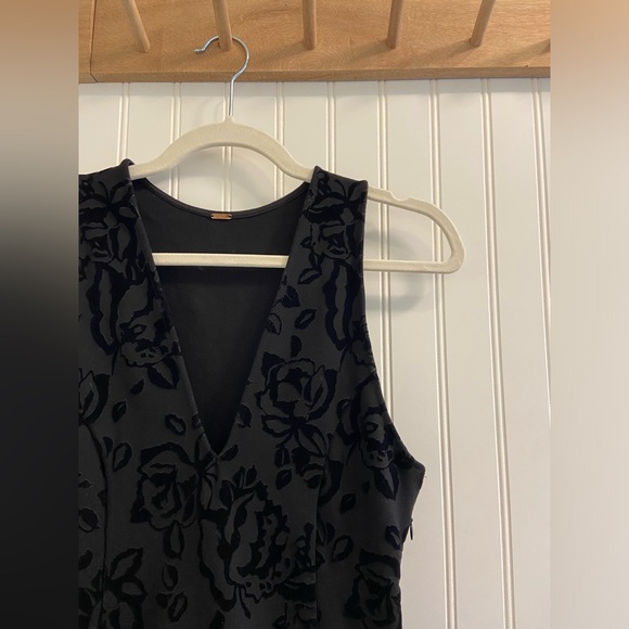 Free People Black Rose Burnout Velvet Whimsigoth Bodycon Dress S - Picture 3 of 11